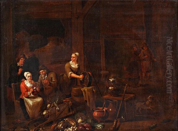 Interieur D'une Cuisine Dans Une Auberge Oil Painting by Jean Baptiste Nollekens