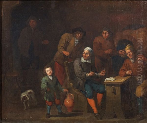 La Tabagie Oil Painting by Joseph Frans Nollekens