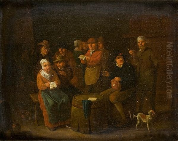 Taverne Mit Singenden Bauersleuten Oil Painting by Joseph Frans Nollekens