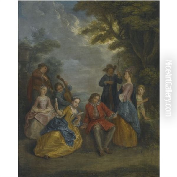 A Fete Champetre Oil Painting by Joseph Frans Nollekens