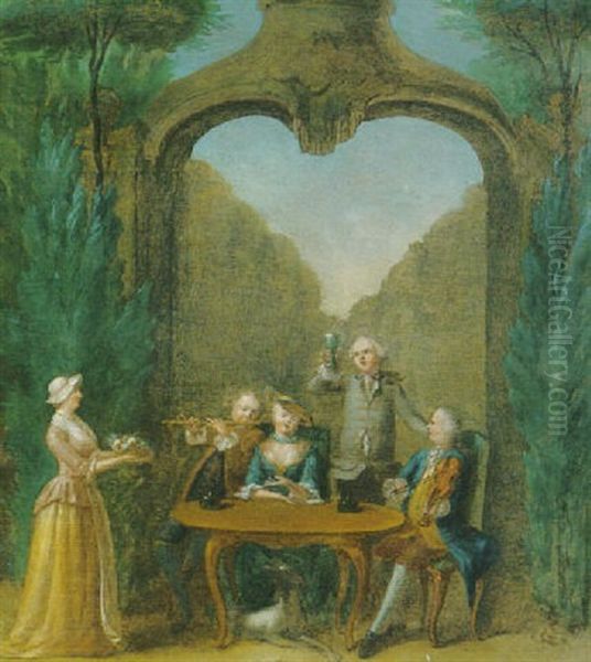 A Musical Party Oil Painting by Joseph Frans Nollekens