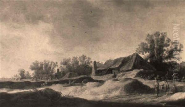 Paysage De La Campagne Hollandaise Avec Une Chaumiere Oil Painting by Pieter Nolpe