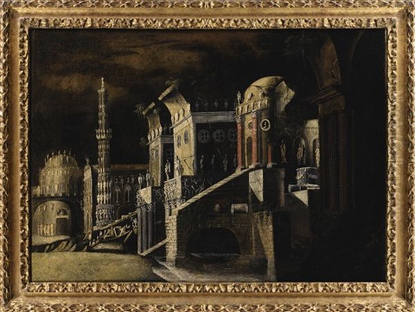 View Of An Imaginary Palace Oil Painting by Francois de Nome