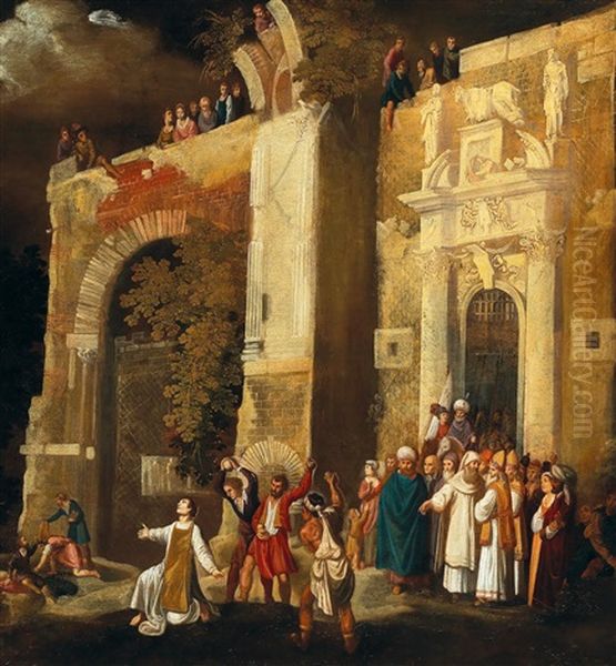 The Martyrdom Of Saint Stephanus Oil Painting by Francois de Nome