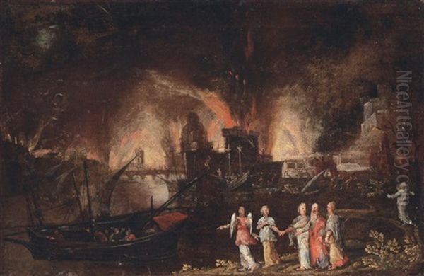 L'incendio Di Sodoma E Gomorra Oil Painting by Francois de Nome