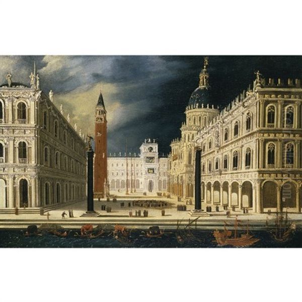 Venice, A View Of San Marco From The Bacino Oil Painting by Francois de Nome