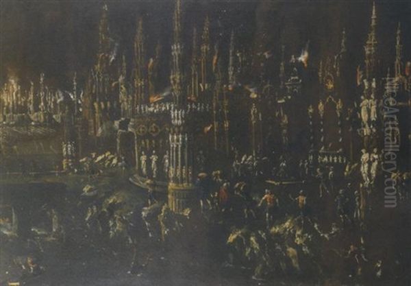 Enea Ed Anchise Fuggono Da Troia In Fiamme Oil Painting by Francois de Nome