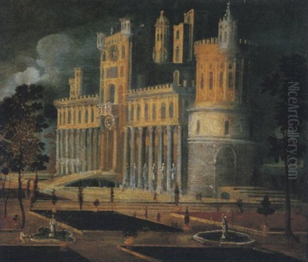 Palazzo In Un Giardino Immaginario Oil Painting by Francois de Nome