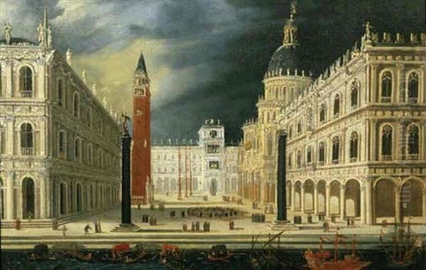 Venice, A View Of San Marco From The Bacino Oil Painting by Francois de Nome