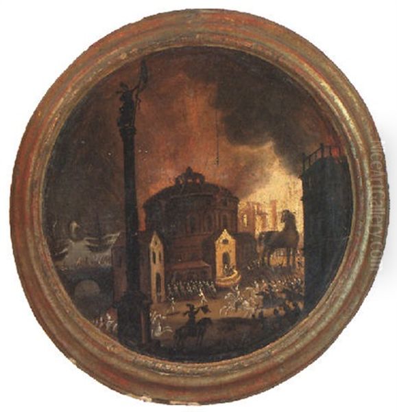 The Destruction Of Troy Oil Painting by Francois de Nome