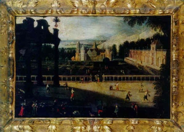 Paysage Avec Chateau Et Jardin A La Francaise Oil Painting by Francois de Nome