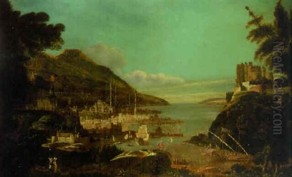 A Capriccio Of A Turkish Harbor by Francois de Nome