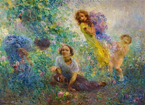 Primavera Fiorentina Oil Painting by Plinio Nomellini