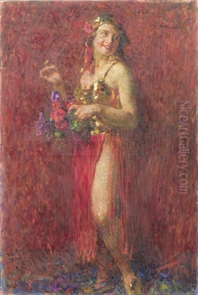 Danzatrice Circassa Oil Painting by Plinio Nomellini