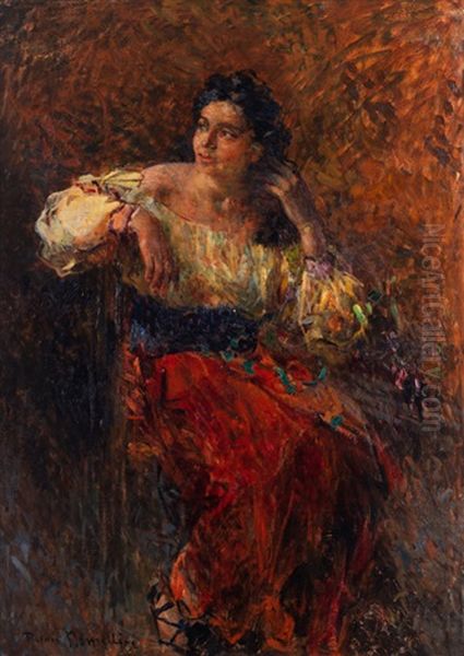 La Gitana (die Zigeunerin) Oil Painting by Plinio Nomellini