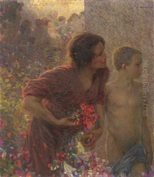 Fiori Agli Eroi Oil Painting by Plinio Nomellini