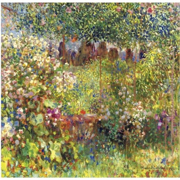 Maggio Fiorentino, Glicine In Fiore Oil Painting by Plinio Nomellini