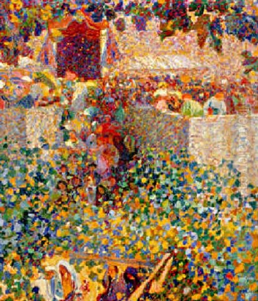 Festa Al Villaggio Oil Painting by Plinio Nomellini