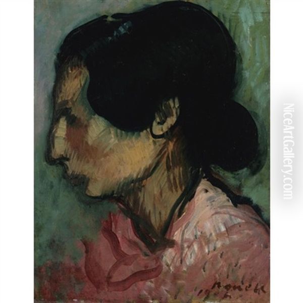 Estudi (gitana) (study Of A Gypsy) Oil Painting by Isidro Nonell y Monturiol