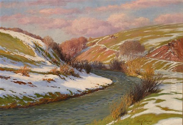 Der Letzte Schnee A.d. Urft Bei Sotenich Oil Painting by Carl Nonn