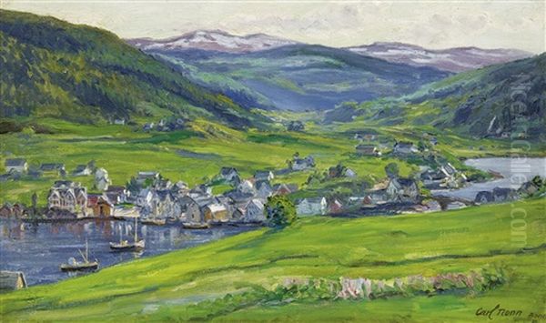 Norheimsund Im Hardanger Fjord Oil Painting by Carl Nonn