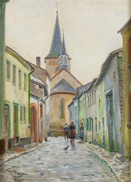 Die Baptisgasse In Bitburg/eifel Oil Painting by Carl Nonn