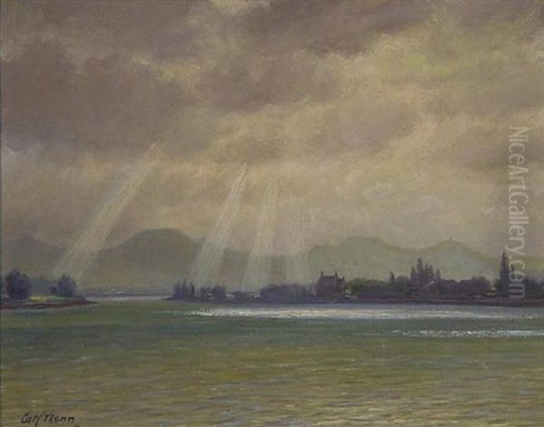 Nonnenwerth. Blick Auf Die Insel Und Das Siebengebirge Oil Painting by Carl Nonn