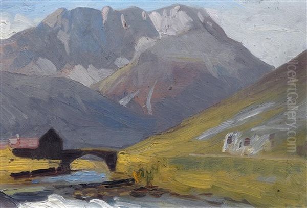 Wanneck Bei Lermoos (+ Another, Similar; 2 Works) Oil Painting by Max Nonnenbruch