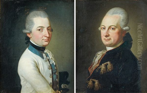 Portraits De Gentilshommes En Buste (pair) Oil Painting by Donat Nonotte