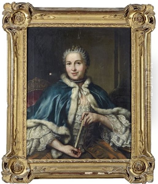 Portrait De Claudine Flachon, Fille De Pierre Flachon Echevin De Lyon Oil Painting by Donat Nonotte