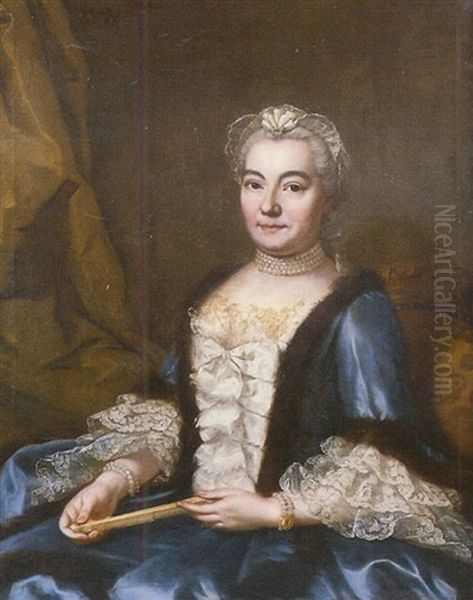 Portrait De Madame De Brosse, Fille De Monsieur Briasson Echevin Lyonnais Oil Painting by Donat Nonotte