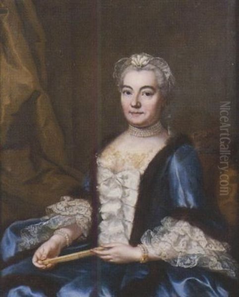 Portrait De Mme. De Brosse, Fille De Monsieur Briasson, Echevin Lyonnais Oil Painting by Donat Nonotte