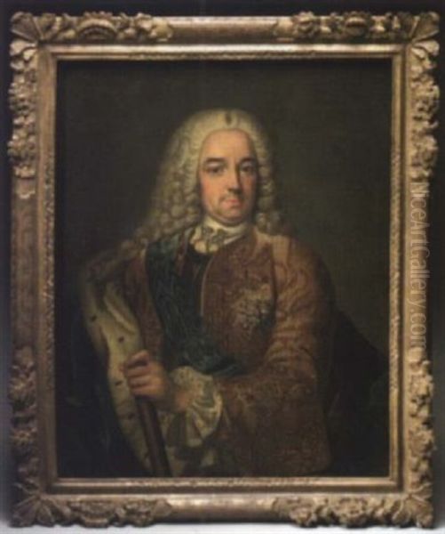 Portrait De Louis-francois Anne De Villeroy, Duc De Retz (?) Oil Painting by Donat Nonotte