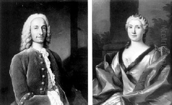 Portrait Of A Gentleman And A Lady by Donat Nonotte