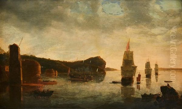 Scene With Ships By A Port Oil Painting by Jan van Noordt