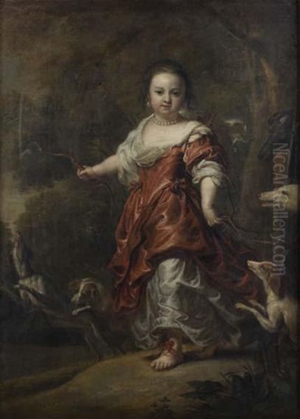 Portrait De Jeune Fille En Diane Chasseresse Oil Painting by Jan van Noordt