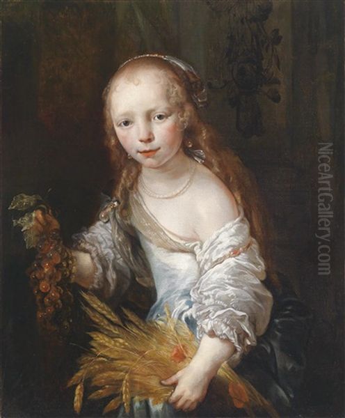 Portrat Eines Jungen Madchens Als Ceres Oil Painting by Jan van Noordt