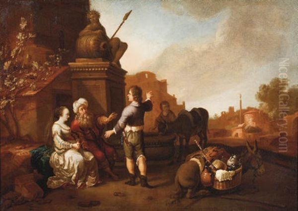 The Levite And His Concubine In Gibeah Oil Painting by Jan van Noordt