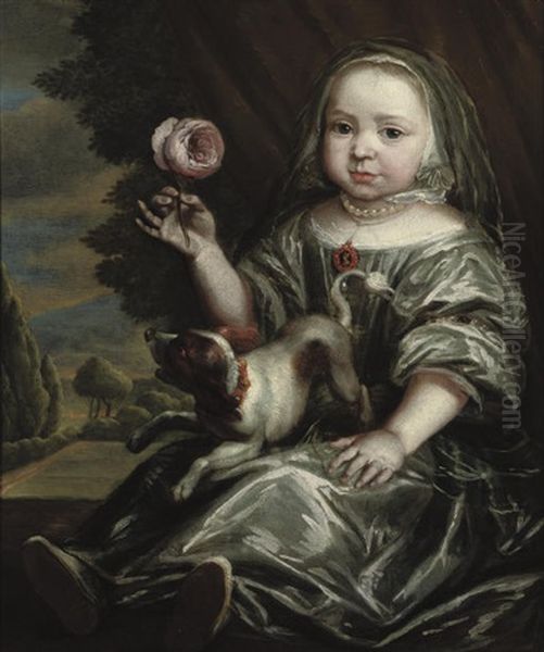 Portrait Of A Girl In A Silver Costume Oil Painting by Jan van Noordt