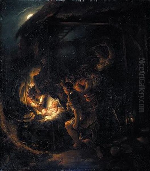 The Adoration Of The Shepherds Oil Painting by Jan van Noordt