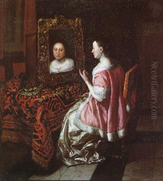 A Lady At Her Toilet Oil Painting by Jan van Noordt