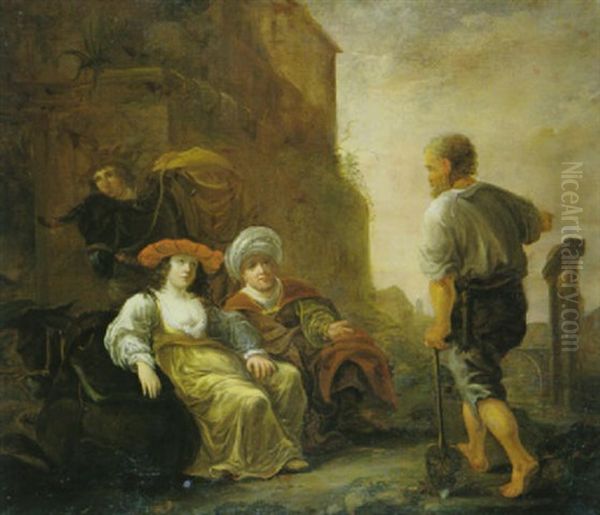 Der Levit Und Sein Kebsweib In Gibea Oil Painting by Jan van Noordt