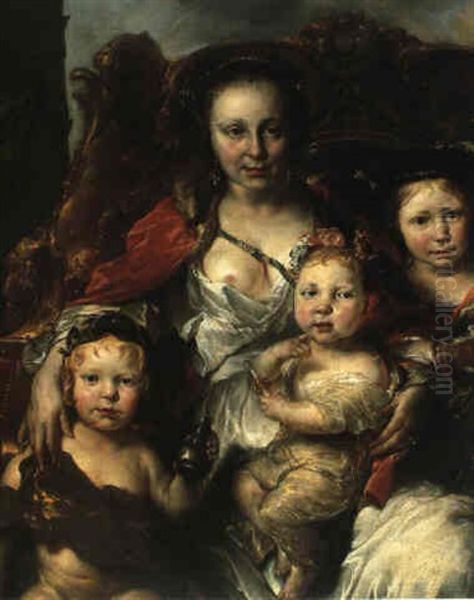 Portrait D'une Mere Entouree De Ses Enfants Oil Painting by Jan van Noordt