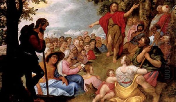 John The Baptist Preaching Oil Painting by Adam van Noort the Elder