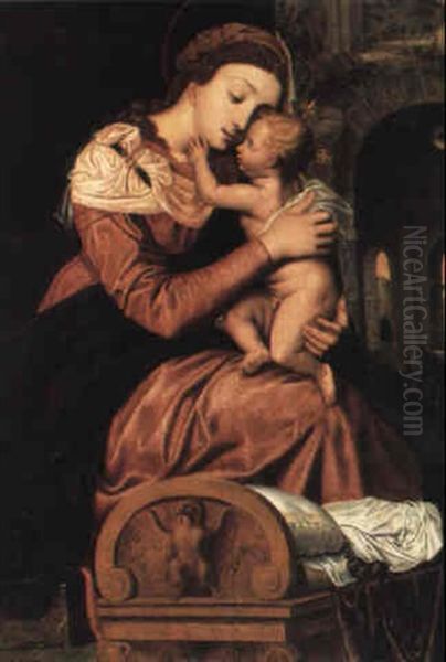 Madonna And Child Oil Painting by Adam van Noort the Elder