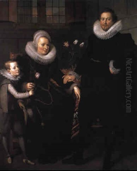 Group Portrait Of A Family Oil Painting by Adam van Noort the Elder