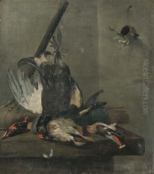 Nature Morte Aux Oiseaux Oil Painting by Pieter Van Noort