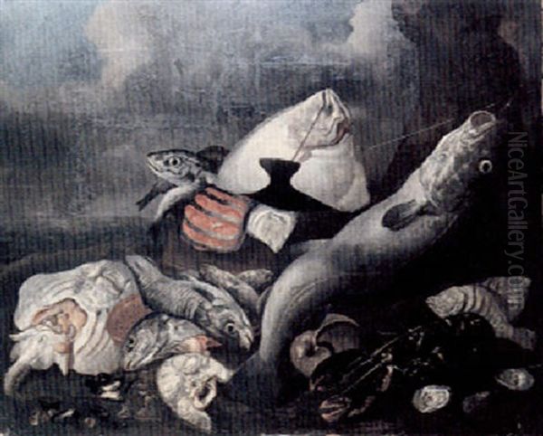 Nature Morte De Poissons Oil Painting by Pieter Van Noort