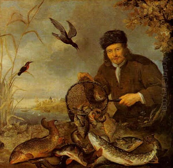 A Fisherman And His Catch Oil Painting by Pieter Van Noort