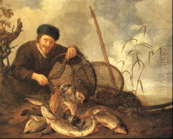 A Fisherman With His Catch Oil Painting by Pieter Van Noort